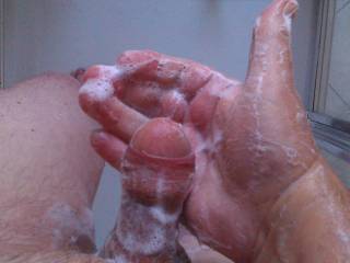 soaping my foreskin in the shower