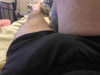 My big cock bulging in my tight shorts