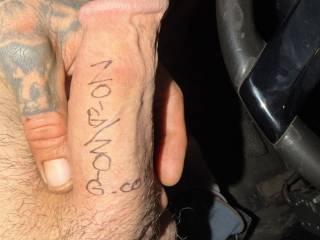 Just thought I’d write your name on my cock for the world to see. What do you think? Should I stroke until it’s fully hard…or keep going and let you watch the explosion….?