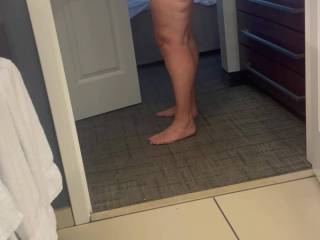 Following her as she get ready to get in the shower