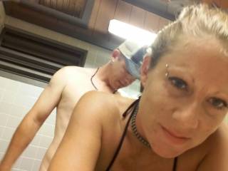 Late night sex in public,at the lake in shower stall:)~