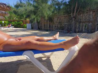 zoig friend on the beach tanning his cock