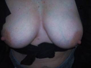tits out! would you like to cum on them?