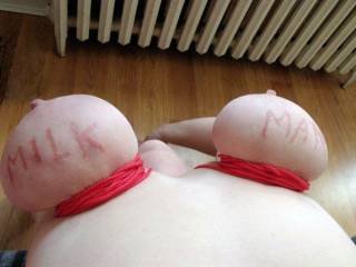 my friend auburn69, her nice tits tied tight and milkMan