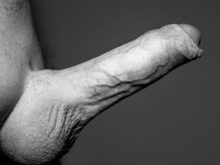 Black and white of my hard cock a minute before I fuck my then gf.