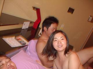 A promiscuous woman who loves sex. Entertaining three men naked.