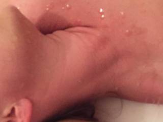 Some of my cum on my wife's face.