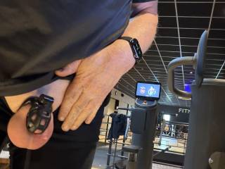 I’ve been back to the gym. My chastity cage was very noticeable through my tight, thin workout pants, and my T-shirt was too short to cover it. It turns me on not knowing who might have noticed it, or even realized that I’m submissively wearing a chas