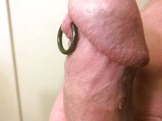 A friend did my last piercing, i\'m a big boy so i did my Prince Albert myself. My dick was incredibly hard as i pierced it, i suppose it was impatient to get its new jewel on...