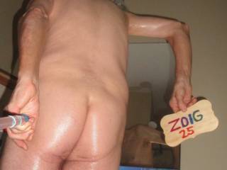 A partial view that includes my butt as I stand in front of the bathroom mirror... Another W290 camera was used.