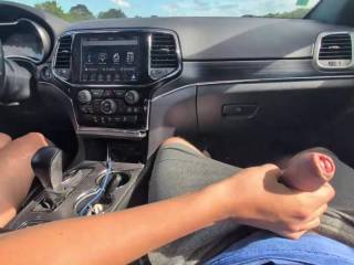 Giving my boyfriend a hand job driving to the beach