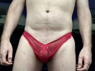 Red lacy panties for you to admire do you like ❤️