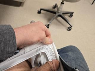 Sneak peak of my limp dick at the doctor\'s office.