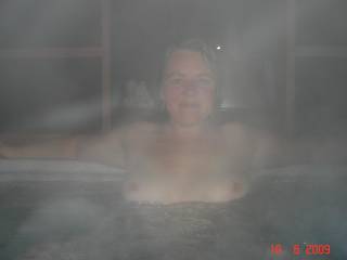 anita my wife naked nude in our hottub hot tub
