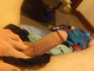 Just playing around with my  panties on my cock!