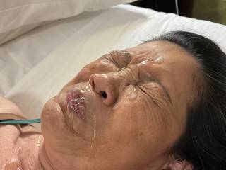 Her very first facial. She blew cum bubbles.