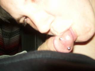 my girl sucking on a pierced cock