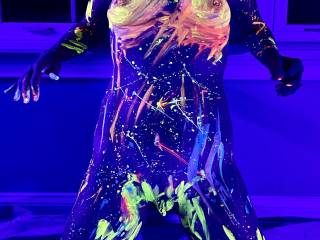We had so much fun. A few black lights, some glow in the dark body paint, two naked bodies, and lots of fucking. My hubby said that anyone who would see me glowing and posing like this would definitely fuck me! What do you think? Would you fuck me?