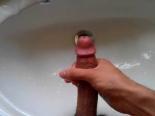 great cock... im upset though..  I would never let your load go to waste if I was there.. It would have dissapeared.. but not down the drain!