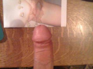 Cumming on pic of an online friend:-)