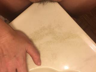 So horny from edging that I started grinding my soaked pussy on the sink corner like a little slut.