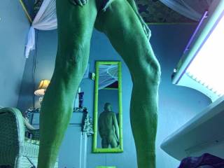 Trying to get darker, but I started stroking my cock.
I had to reset the timer on the tanning bed LOL.