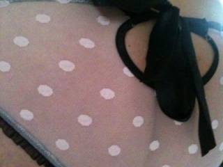 My weekend panties! Rear view. You like my bow? I'm hoping they're ripped off me by a special someome!