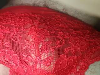 Racey red satin and lace panties Mmmm