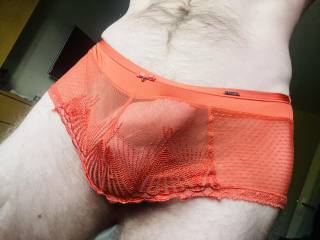 Wife’s sheer orange panties