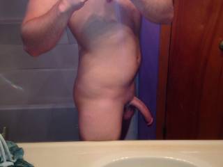 Half body shot with a hard dick!!