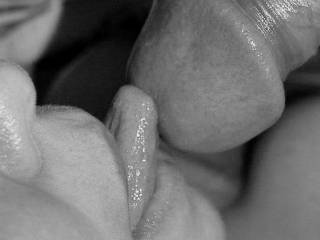 She loves the precum, and I. Love the way she teases my cock head with her tougne.