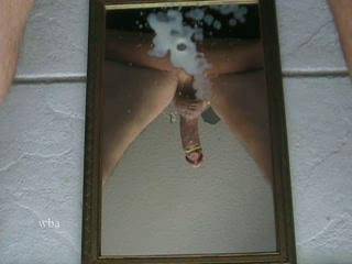 Hot load of jizz.. love seeing it splatter all over the mirror!!