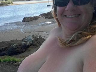 Hanging out topless @ the beach