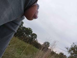 A shot of my locked dick outdoors.