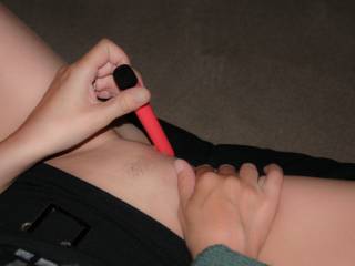 Wife playing with vibrator