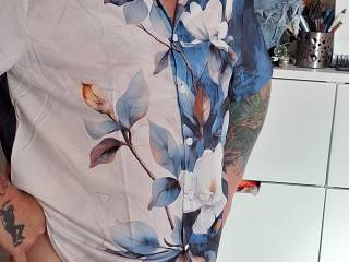 Trying on a new shirt