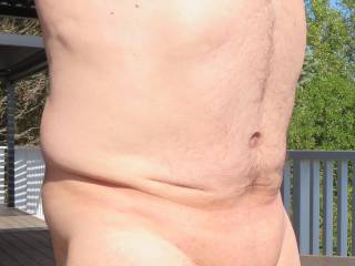 feeling so horny, fresh shave, cockrings on  and nude in the sun