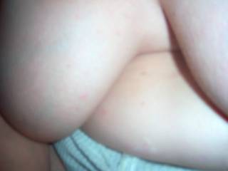 sucking hubbies meat,took pic of my tits