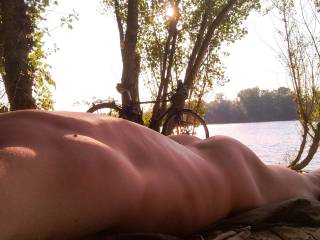 enjoying summer at the nudist beach