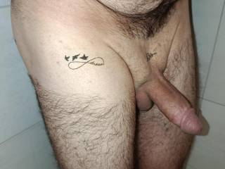 me revealing my dick with some cute "tattoos"