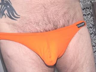 Posing in my NEW COCKSOX BIKINI BRIEF SUNSET ORANGE