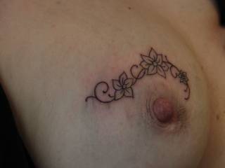The outline is completed on Sally's right breast. In recognition of the 4th anniversary.