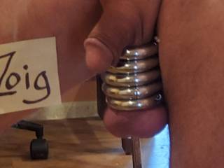 A few weeks ago, I had my rings on with my balls oiled up. I was walking across the room and all four rings slid off noisily.

I bought a new ring, the bottom one. Not magnetic, secured with an allen bolt. And small enough that one testicle won't fit.
