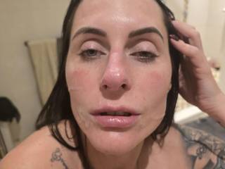 A selfie she took of my cum all over her face