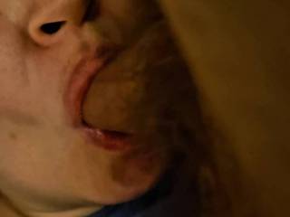Sucking a veiny hard cock the best way possible.  His whole crotch right in my face