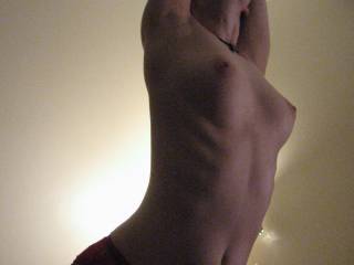 My arms in the air teasing him