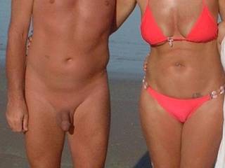 A pic taken at our local nudist beach. Mrs Oz is still wearing her bikini but took it off just after this pic.