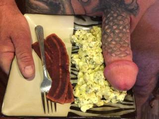 Wifes egg bacon and sausage breakfast