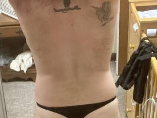 trying on undies and checking out the ass