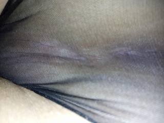 Wifey's hot orgasmic pussy under transparent undies